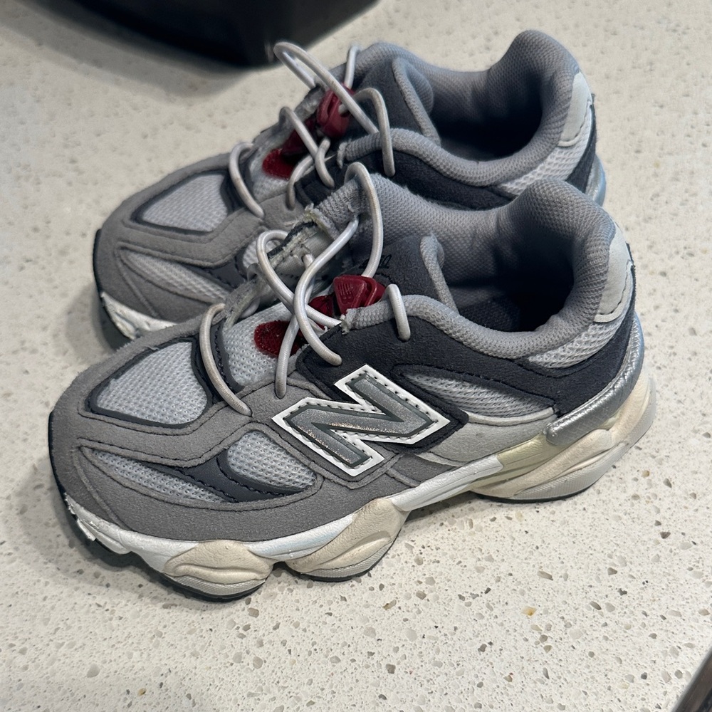 New Balance Kids' Gray and Red Sneakers